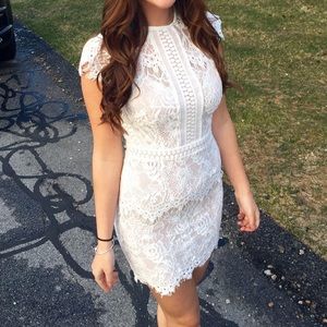Lace body con women’s dress white